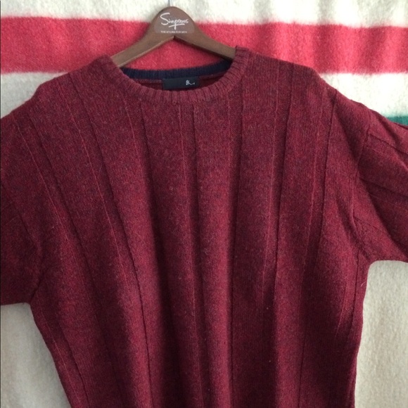 UK-L Vintage BHS Burgundy Wool Sweater - Picture 3 of 6